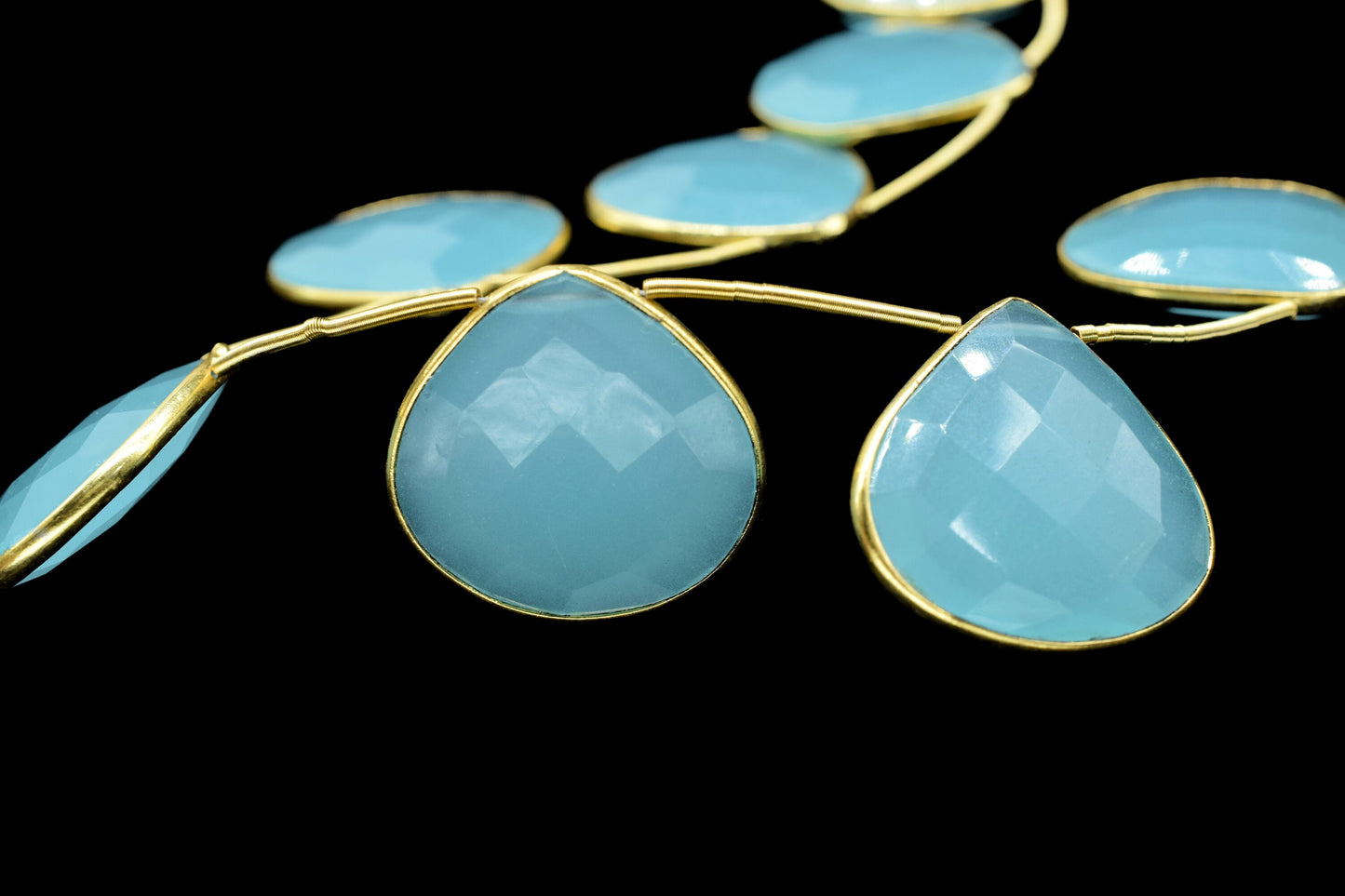 Aqua chalcedony 10 Pieces 20mm heart shape bezel strand,Gemstone Drilled bezel strandgemstone Charm,Faceted Gemstone JewelryMaking Component