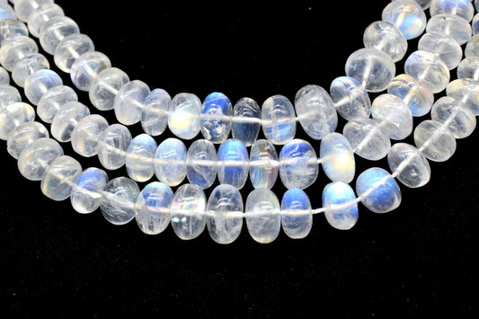 Moonstone Smooth Rondelle Beads,6mm to 9mm Smooth Beads,Rainbow moonstone beads,jewelry making beads,Graduated moonstone beads,AAA+ GRADE