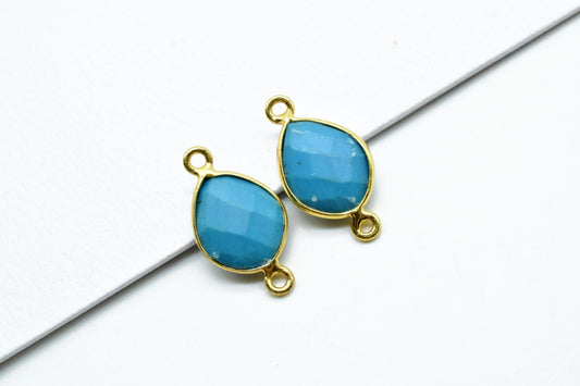 Turquoise 10x13mm Eye shape double bail Connector,Turquoise Single Bail Bezel Link,Jewelry making supplies,Turquoise double Loop  Pendant