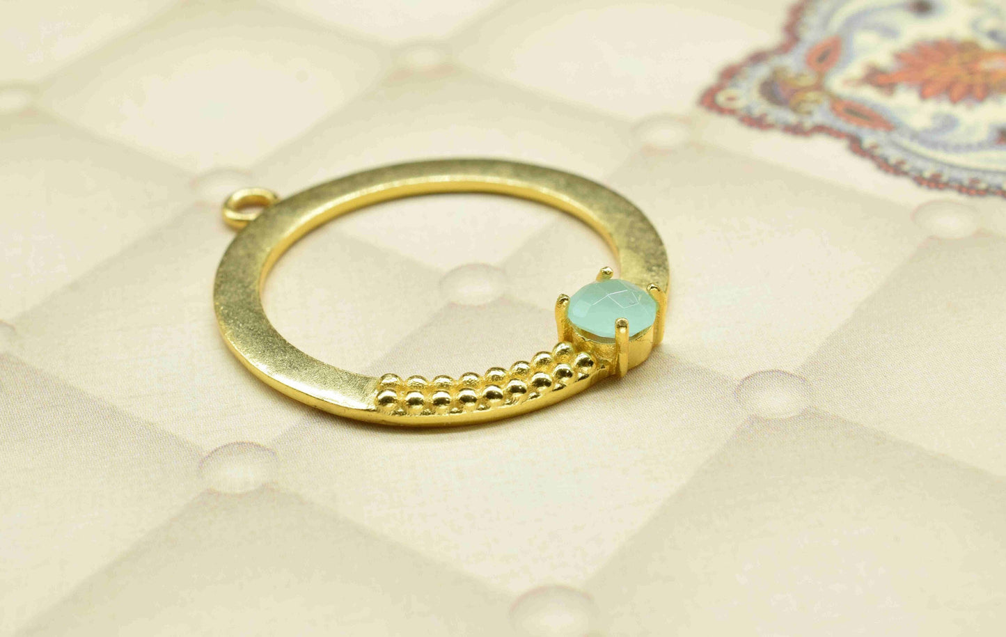 Aquamarine  Component , Single Bail Charm , Aquamarine Connector Pendant , Gold Plated Connectors , Earring Component , B'day Gift