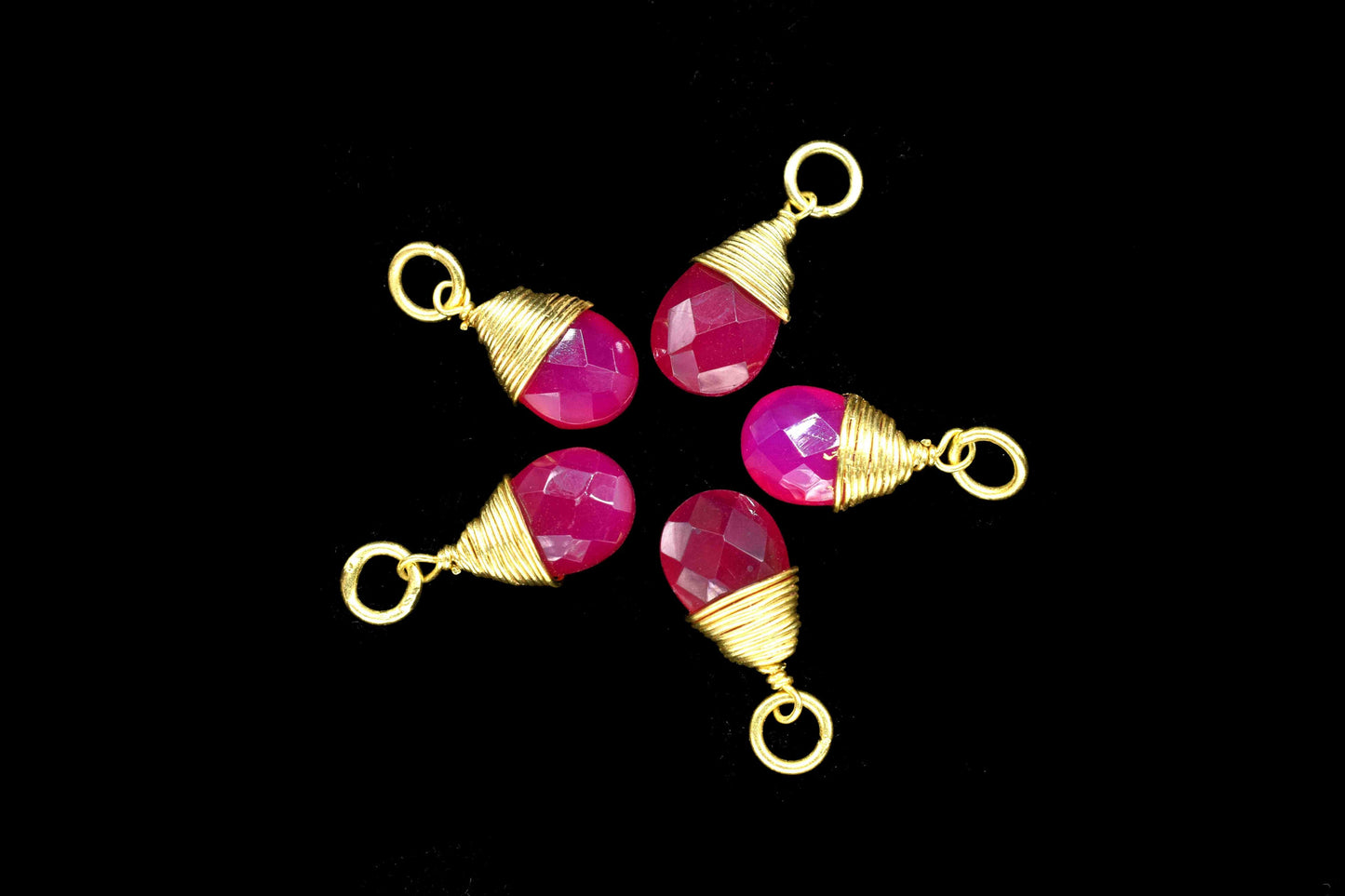 Pink chalcedony Faceted Connector,7x10mm Connector,Pendant Jewelry,Gemstone,Wire Wrapped Pendant,Wire Wrapped Necklace,hot pink chalcedony