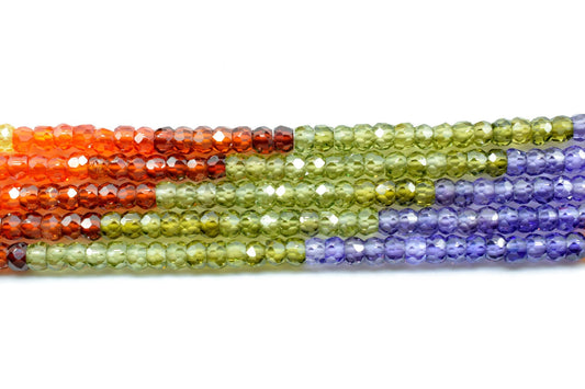 5 Strands AAA Quality Semi precious  3mm Faceted Rondelles Ready To Wear Necklace,Natural Cubic Zircon Beads Necklace Zirconia Faceted Beads