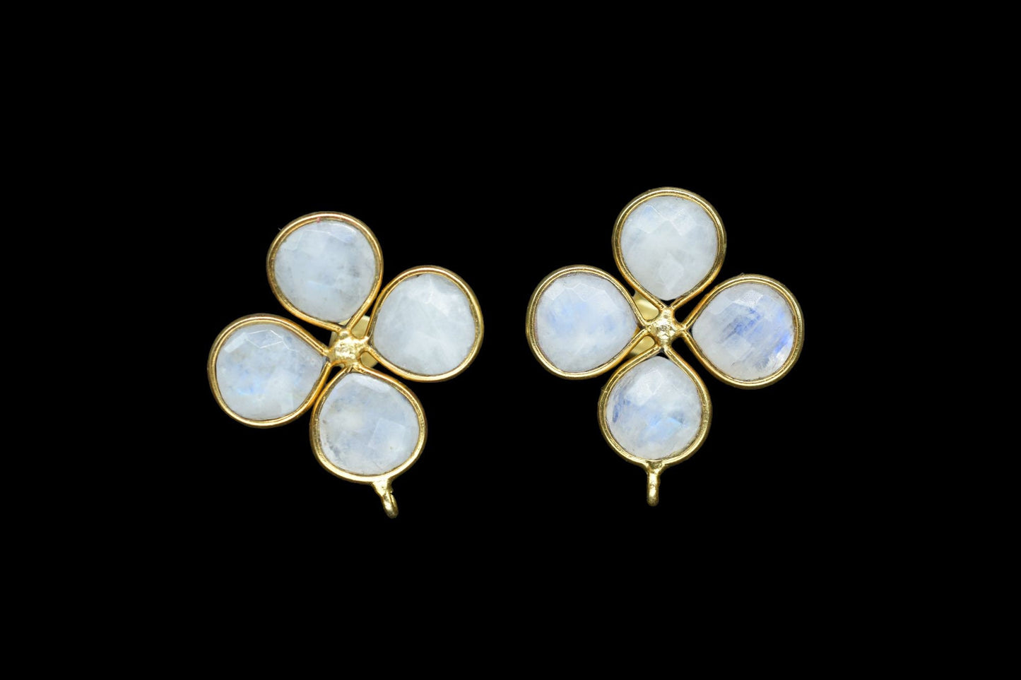 Moonstone Gemstone Earring Connector/Gold Plated Jewelry/Moonstone Handmade Jewelry/Bezel Component/Jewelry making Stone/Heart Shape/Gift