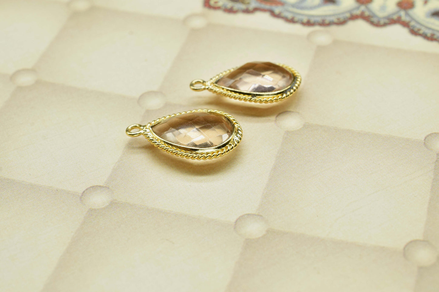 Morganite Gemstone Faceted 10x14mm Teardrop Shape Charms Pendant,Morganite Single Bail Pendant Jewelry,Morganite Gold Plated bezel Jewelry