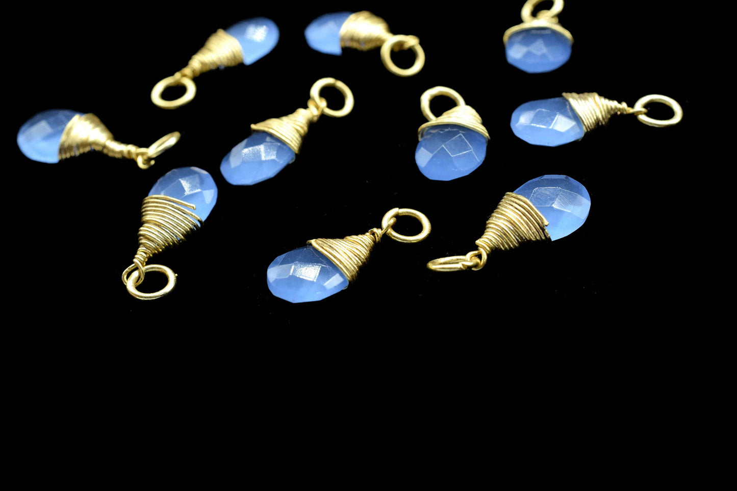 Blue Chalcedony Faceted Connector, Loop Connector, Pear Pendant Jewelry, Gemstone Wire Wrapped Pendant,Wire Wrapped Necklace,Blue Jewelry