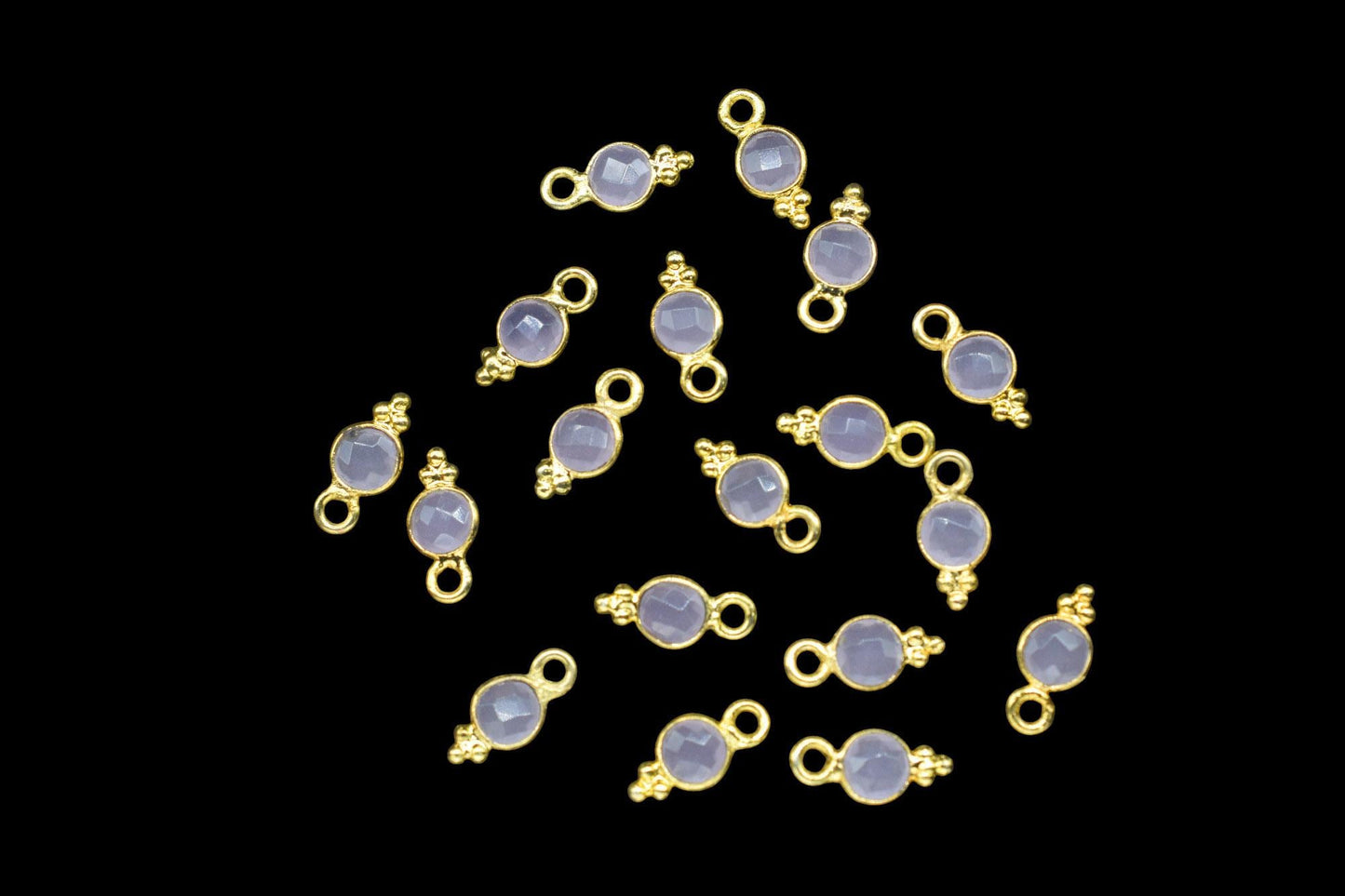 Rose Quartz Charms Connector/Handmade Jewelry/Gold Plated Connector/Tiny Pendant/Rose Quartz Pendant/Round Shape Connector/Gemstone Charms
