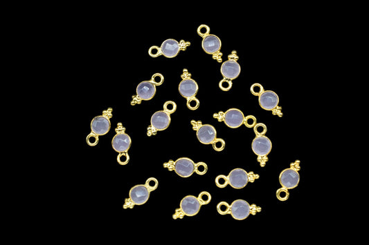 Rose Quartz Charms Connector/Handmade Jewelry/Gold Plated Connector/Tiny Pendant/Rose Quartz Pendant/Round Shape Connector/Gemstone Charms