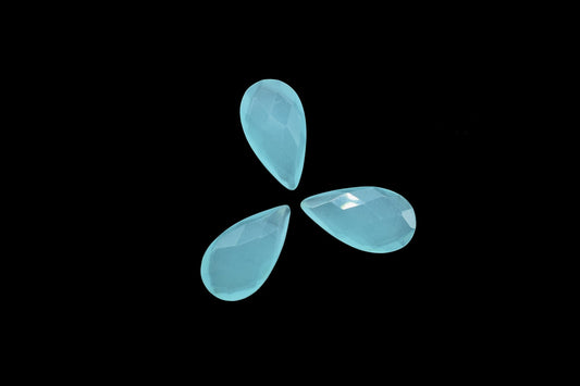 Aqua Chalcedony Faceted Pear Shape Briolettes,10x18mm Pear Shape Beads,Aqua Chalcedony Briolettes,Faceted Pear Beads,Aqua Jewelry Beads,