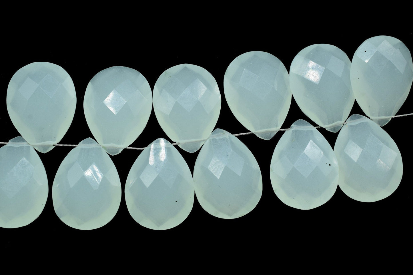 Aqua Chalcedony 10x15mm Faceted Pear Shape Briolettes,Jewelry Making Gemstone,Pear Shape Beads,AAA Quality Briolettes,Aqua Faceted Teardrop