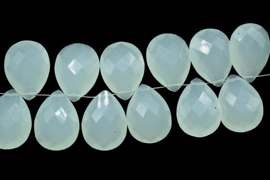 Aqua Chalcedony 10x15mm Faceted Pear Shape Briolettes,Jewelry Making Gemstone,Pear Shape Beads,AAA Quality Briolettes,Aqua Faceted Teardrop