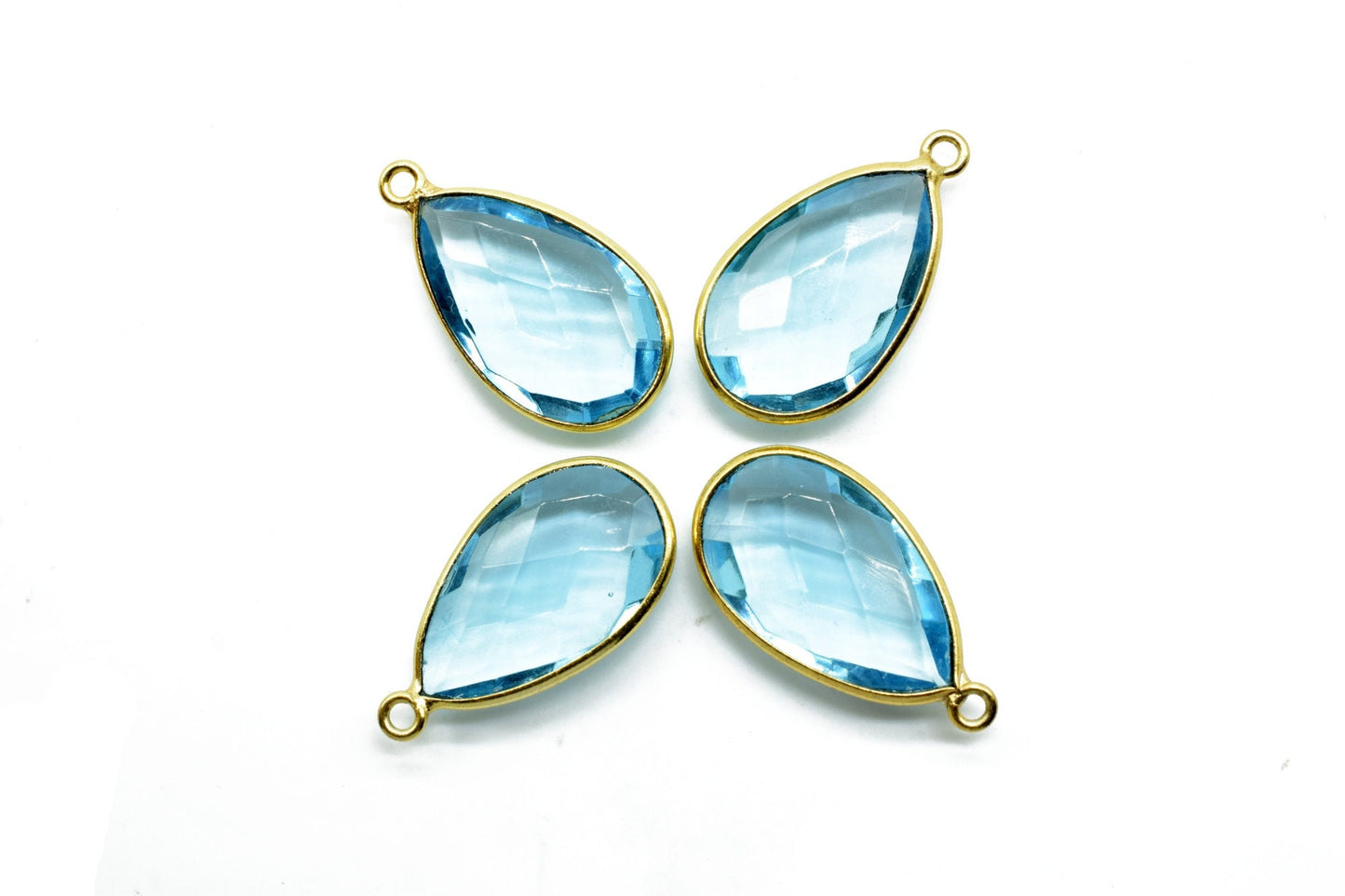 Sky Topaz 12x20mm Pear shape charm,Checker Board cut Sky Topaz Pendant,Hot Sky Topaz charms,Sky Topaz Pear Briolettes,Sky Topaz connectors