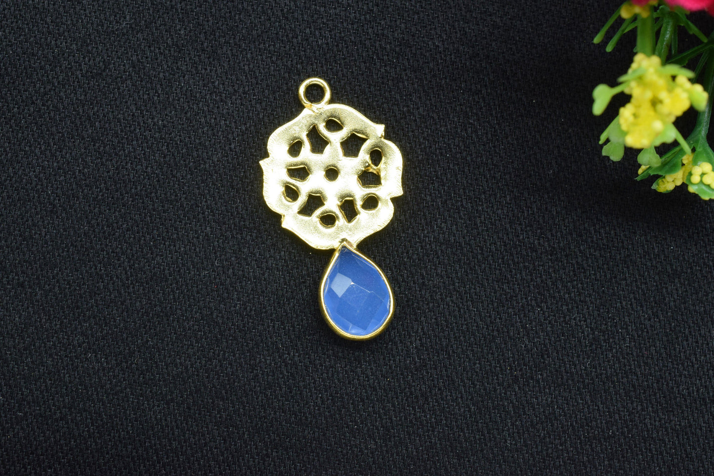 Blue Chalcedony Teardrop Pendant/Single Bail Charms/Chalcedony Faceted Gemstone Pendant/Handmade Earring/Jewelery Making Bezel/Pear Shape