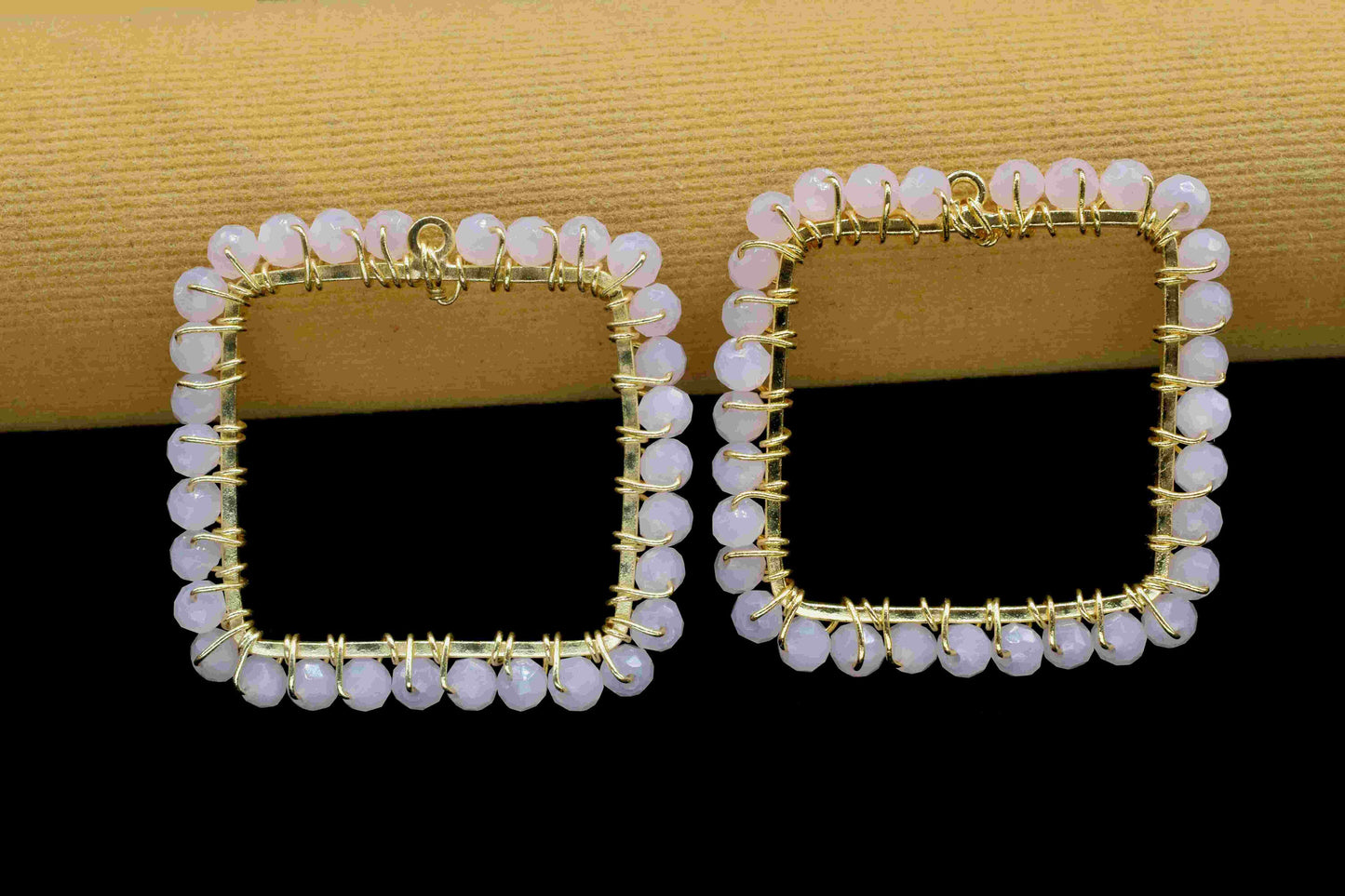 Rose Quartz Wire Wrapped Dangle Connector, Gemstone Component, Handmade Earring, Finding Necklace Component Jewelry,Beaded Earring Connector