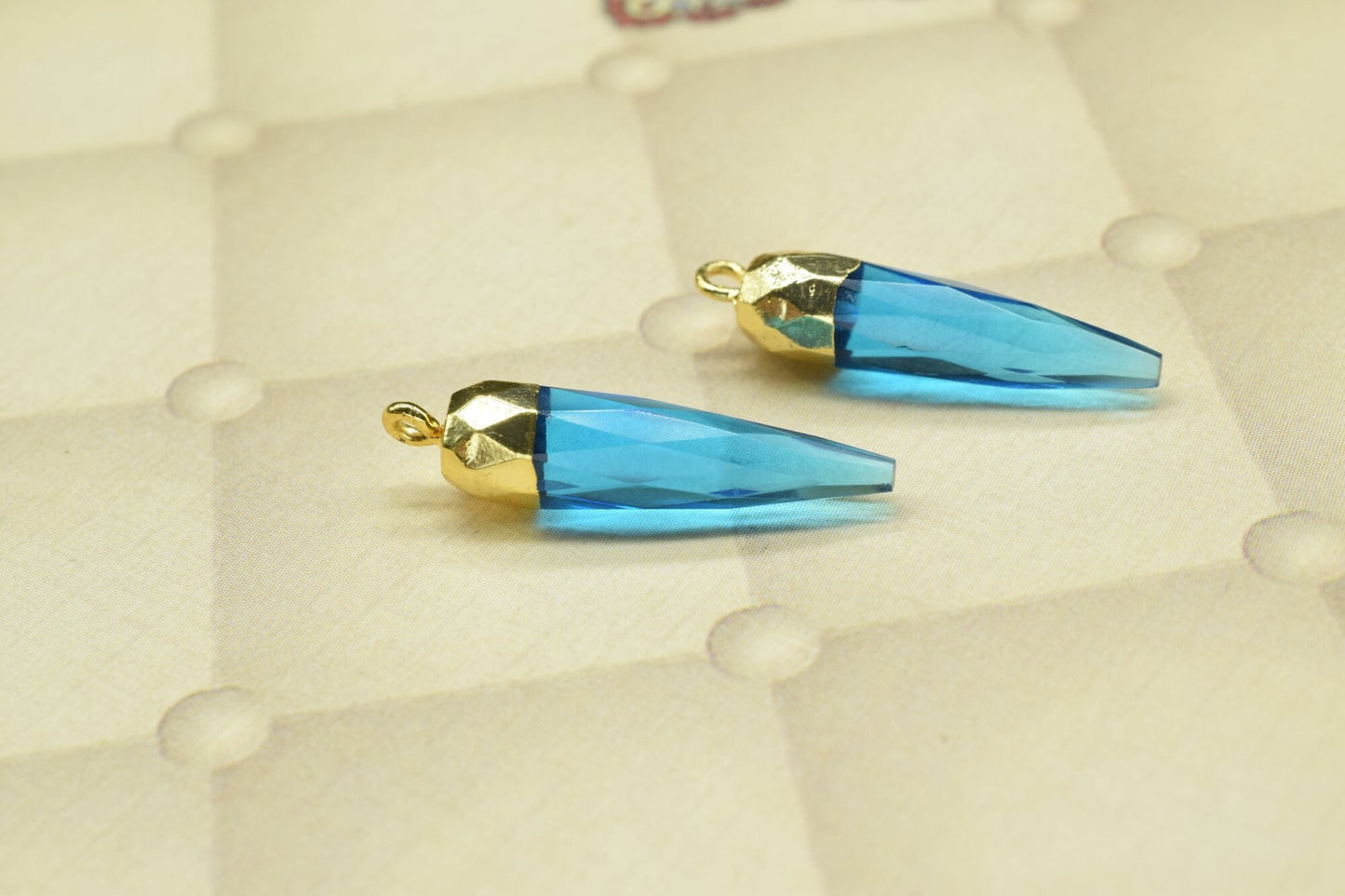 Blue Topaz Pencil Connector,Blue Topaz spike Pendant necklace Jewelry,Gemstone Single Bail Pendant,Handmade Faceted Spike Pointed Charm,Gift