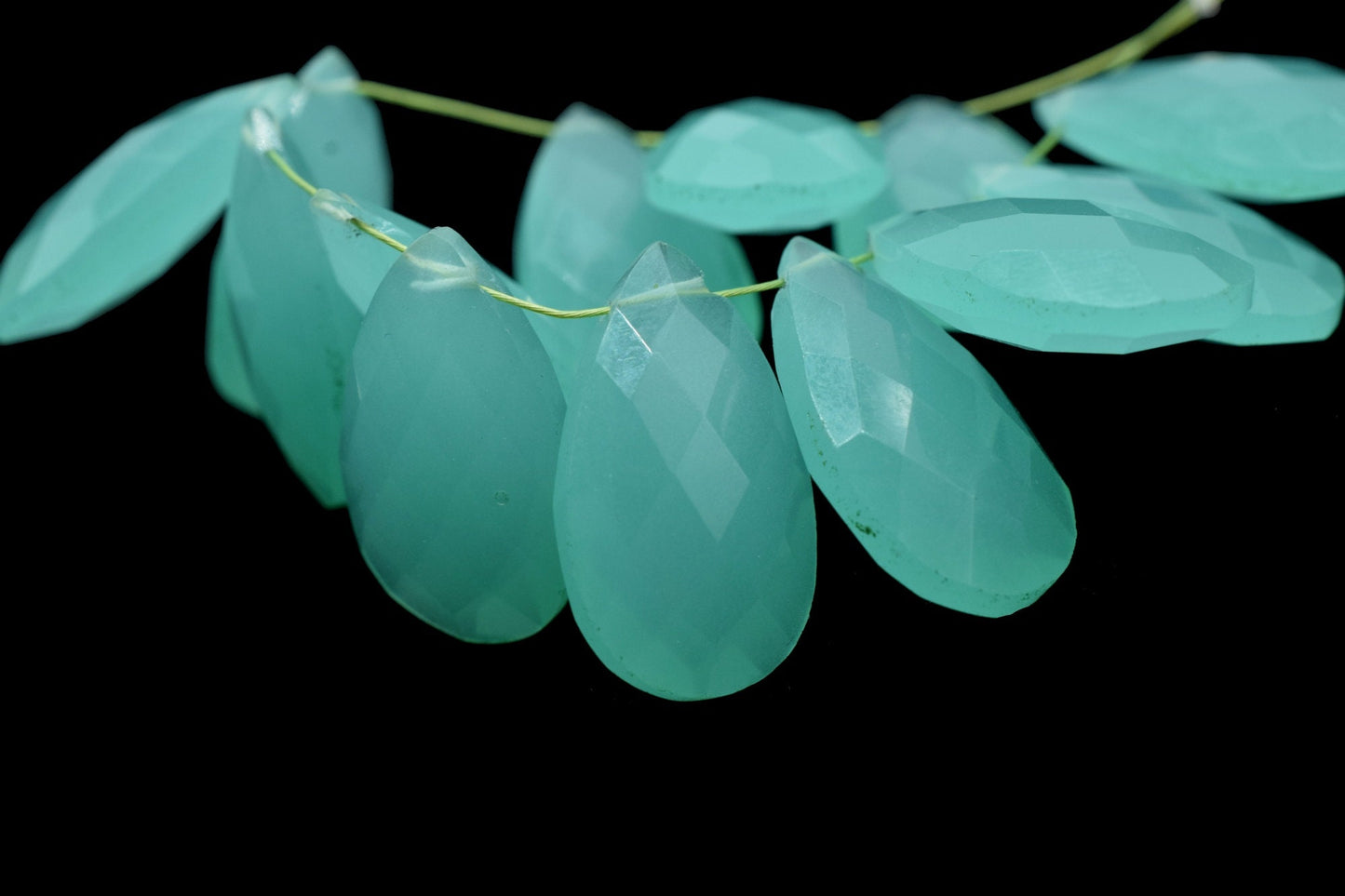 Aqua Chalcedony Pear shape 12x20mm Briolettes,Aqua Chalcedony Teardrop Briolette,Match Pair- Aqua Chalcedony Faceted Briolettes Calibrated