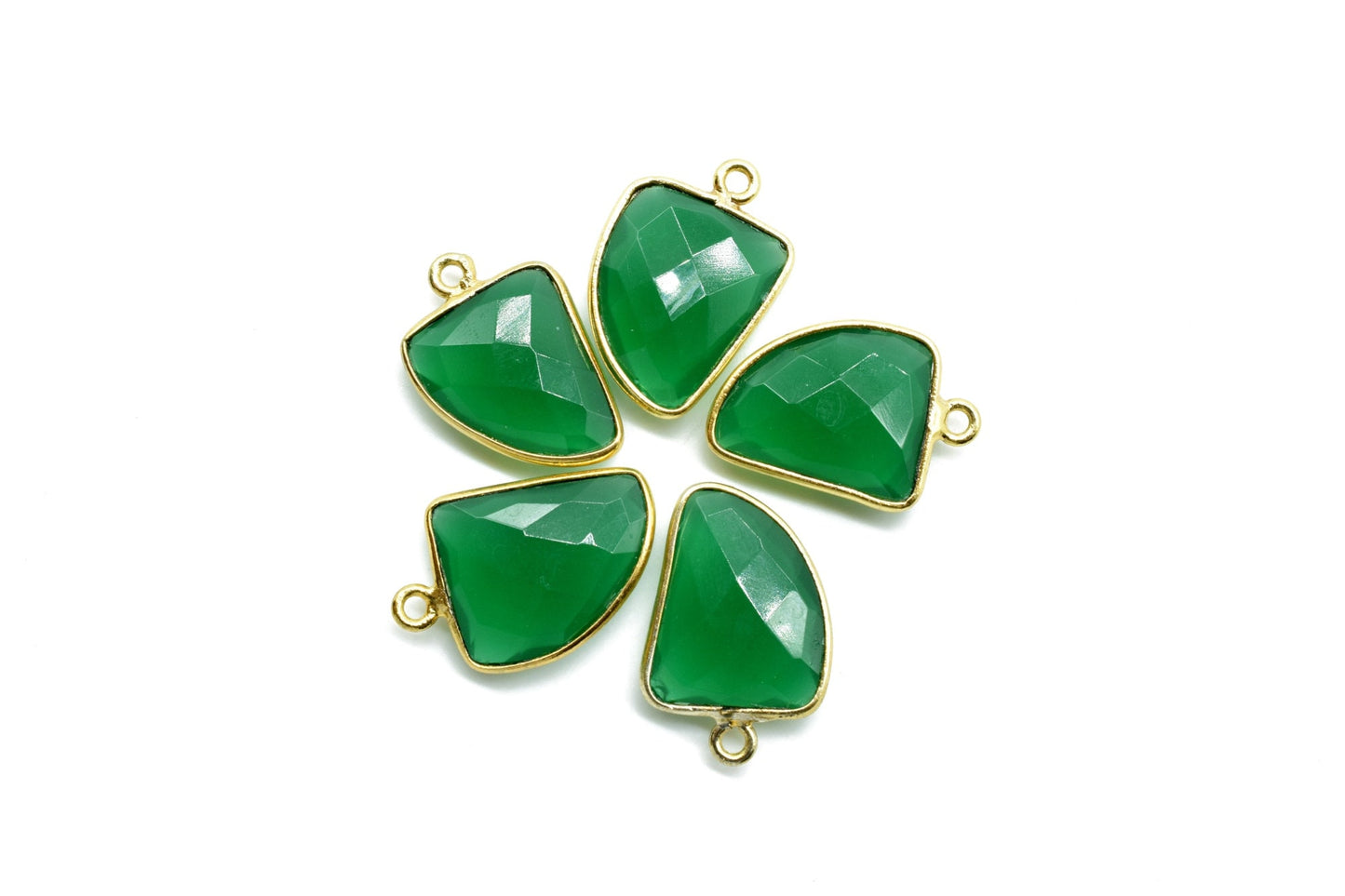 Green Onyx 12x15mm Horn shape single bail charms,Green Onyx fancy pendant,Green Onyx Gold Plated bezel,jewelry making charms,Horn connectors