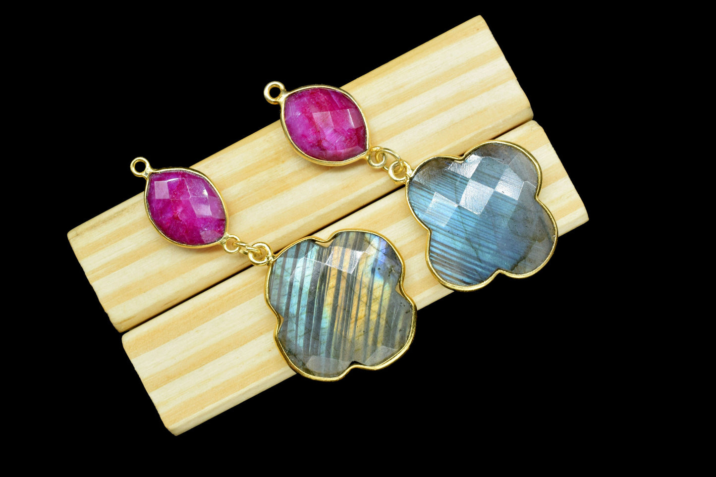 Labradorite Dangle Component pendants,Multi Stone Dangle Earring,Necklace Connector,Ruby pendant Charms,Gemstone Bezel pendant,Handmade Gift