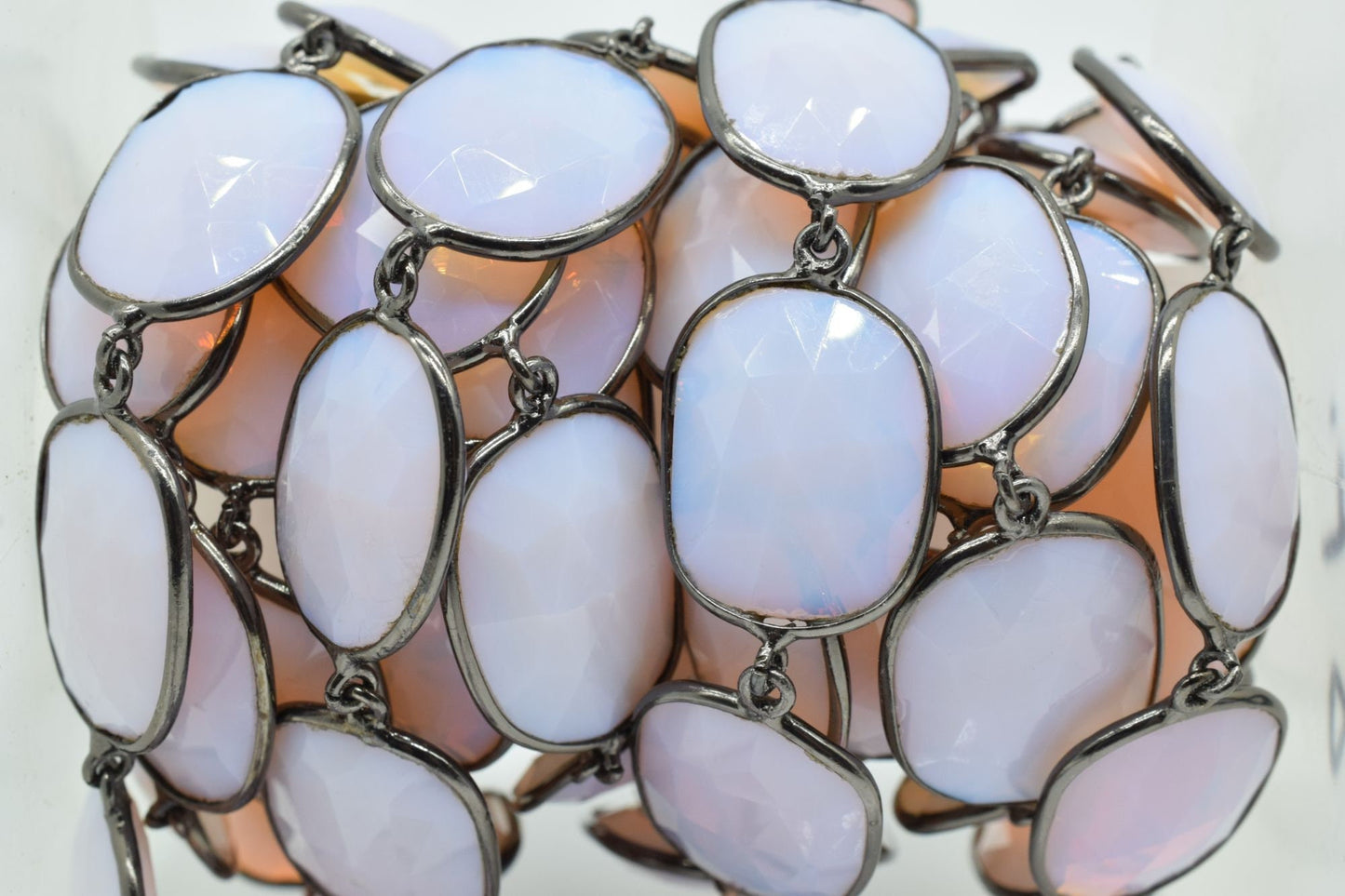 Opalite Faceted Bezel Connector Station Link Chain,Opalite Free form Size Connector Chain,Opalite Bezel Connector Chain,Bracelet Chains