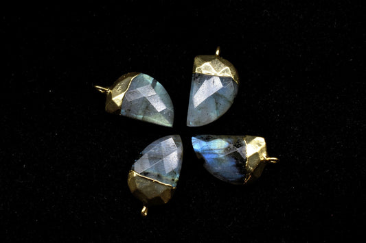 Labradorite 10x15mm Horn Shape Single bail connector,Labradorite Pendant,Labradorite Horn Gold Plated bezel,jewelry making charm,Labradorite