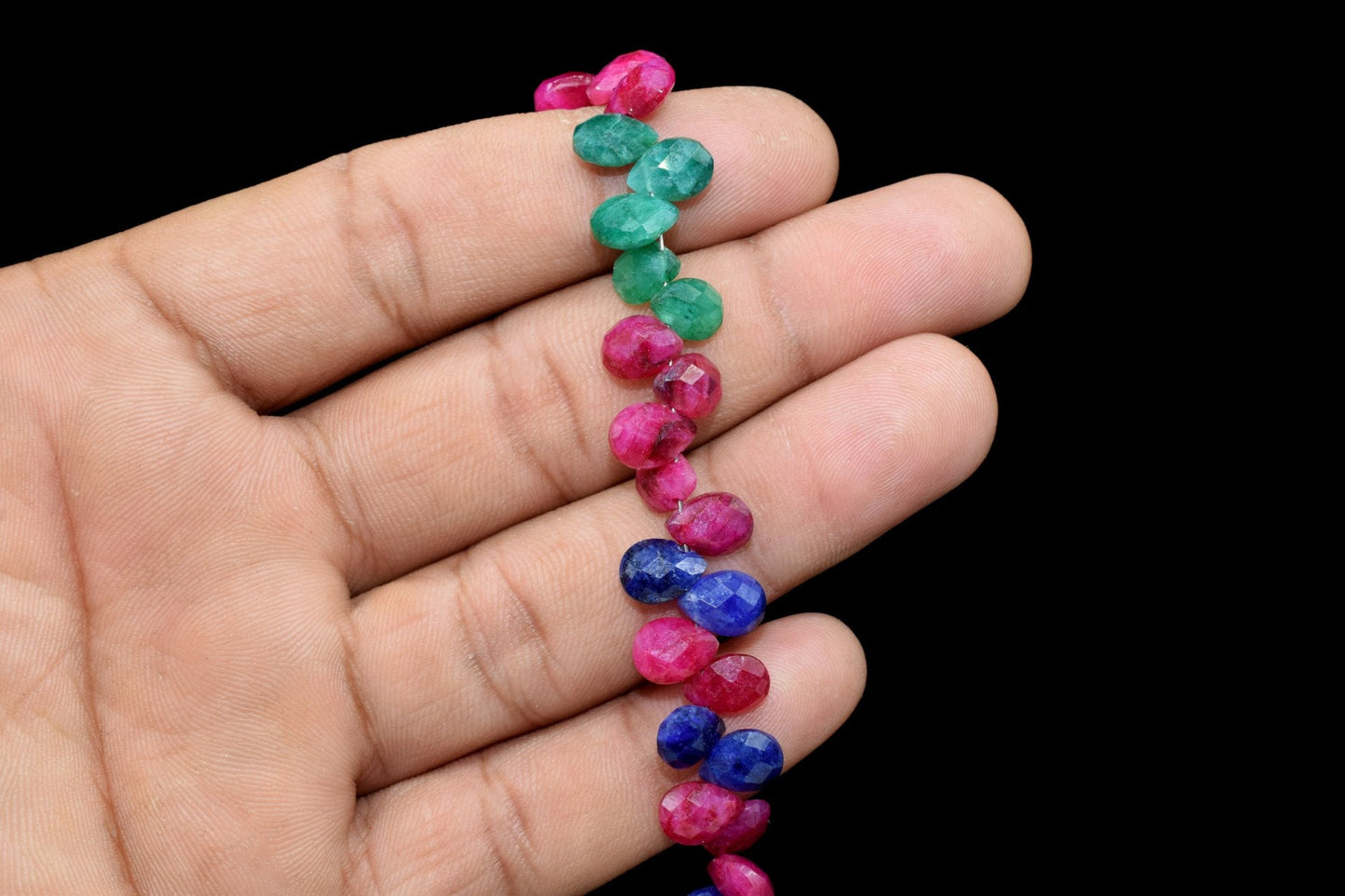 Multi Precious stones Faceted Pear Shape Beads Strand,6x8mm Teardrop Emerald Faceted Beads,Sapphire pear shape Strand,Ruby Faceted Briolette