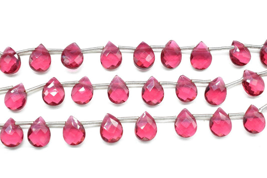 Pink Tourmaline Faceted briolette Strand,Pink Tourmaline Beads Strand,Handmade Jewelry Making Supplies,Gemstone drilled Teardrop Briolettes