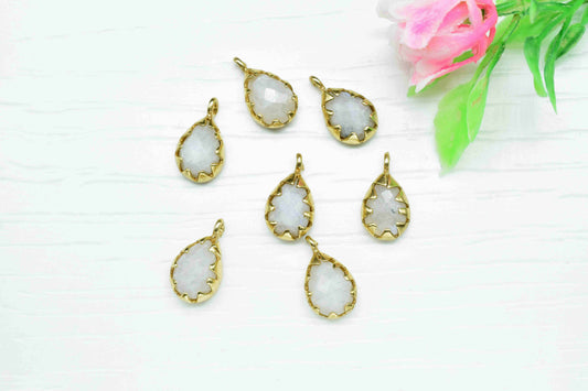 Moonstone Charms jewelry,Gemstone Faceted Pendant Jewelry Making Supplies,Moonstone 6x8mm Oval Shape Single bail Connector,Pendant Gift