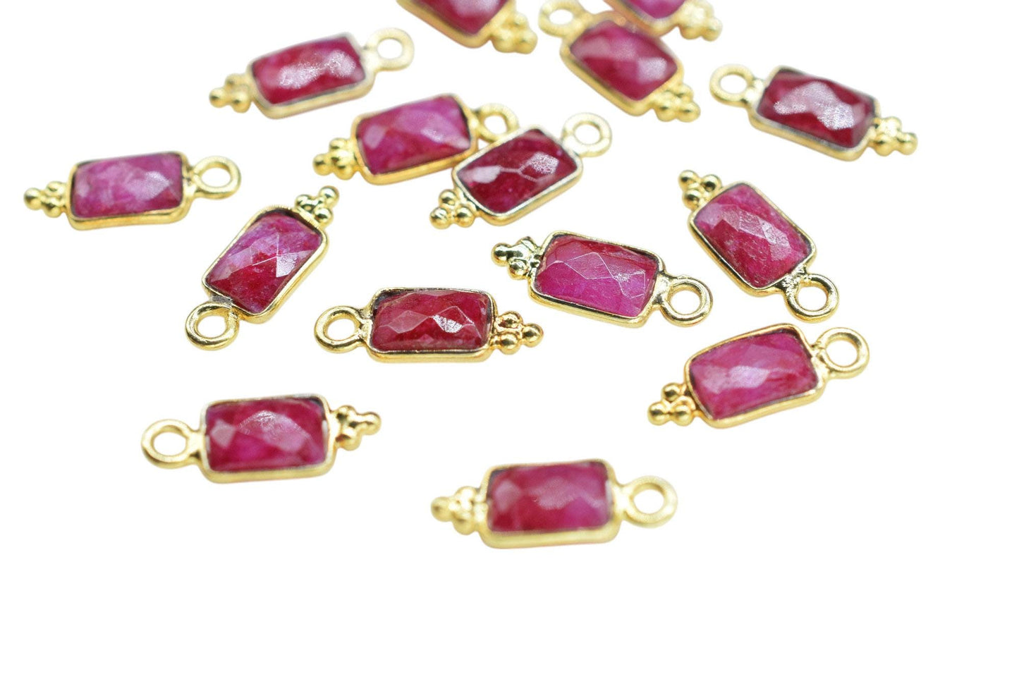 Gemstone Ruby Charms Pendant/Buguette Shape Pendant/Handmade Pendant/Tiny Pendant/Necklace Connector jewelry/Women Jewelry/B'day Gift