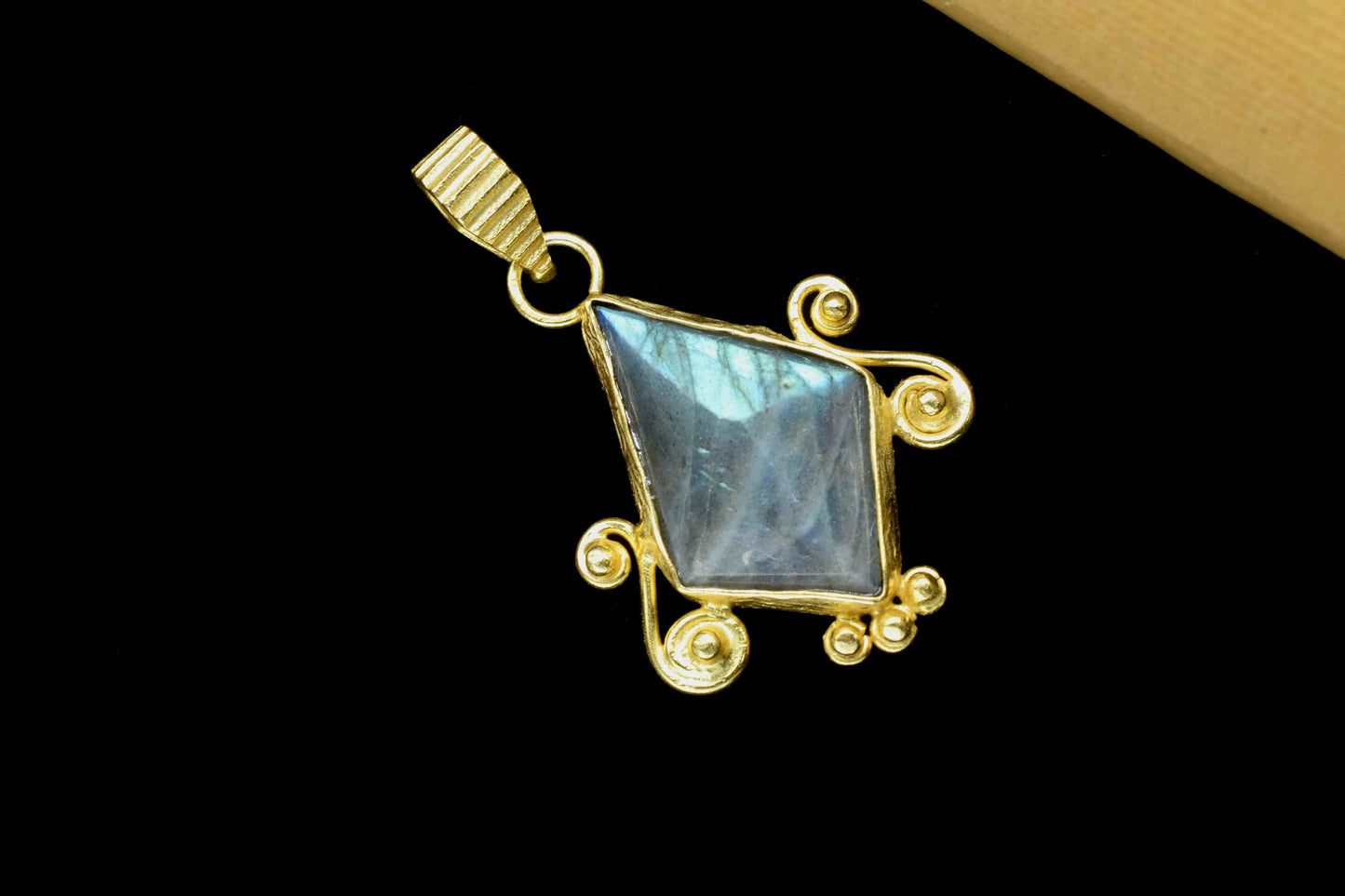 Labradorite Gemstone Pendant,15x25mm Tie Shape Gemstone Pendant,Gold Plated Gemstone Jewellery,Labradorite Pendant,Gemstone Tie Pendant,Gift