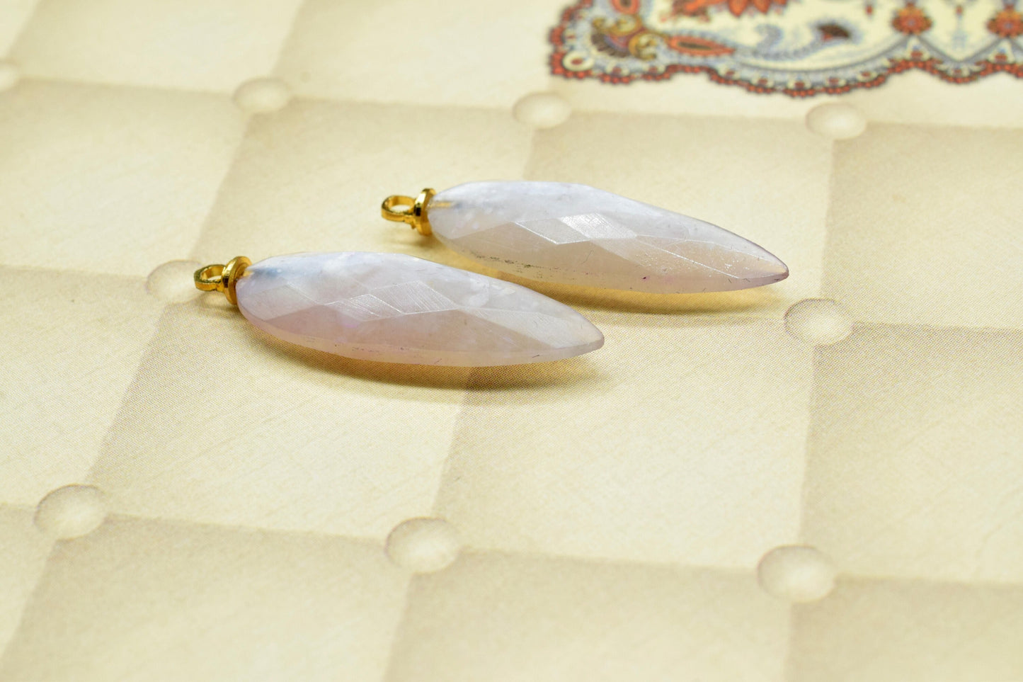 Gemstone Long Teardrop Pendant,Teardrop Drill Pendant Charm,Craft Supplies Tools,Findings Link Pendants,Single Bail Connector,Component Gift