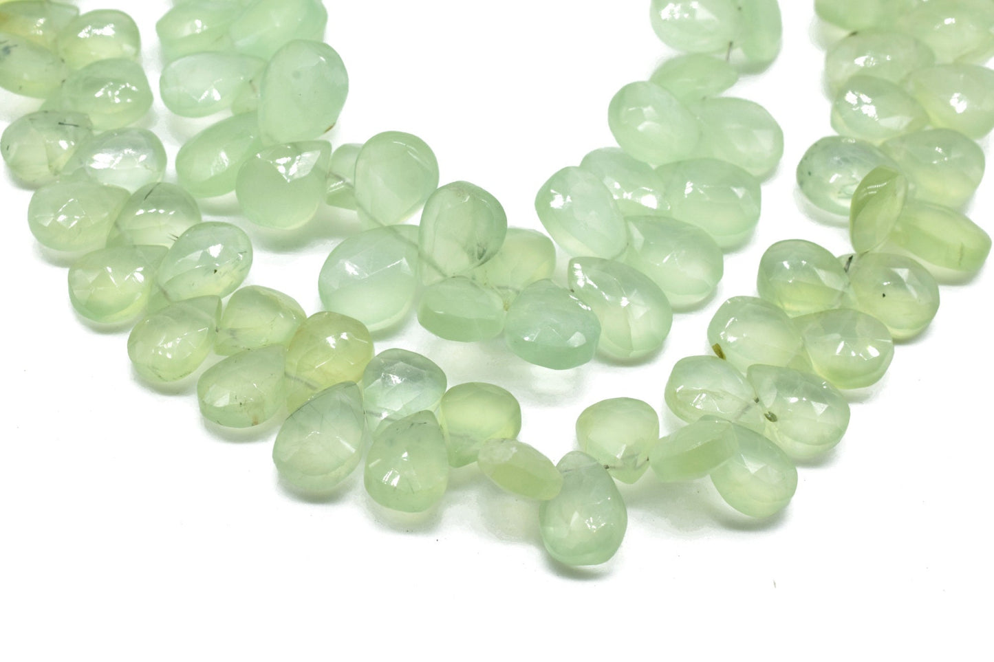 Prehnite Faceted Pear Shape,7x10 mm Prehnite teardrop,Prehnite Briolette,Green Prehnite beads,Prehnite pear shape strand,braclet making bead