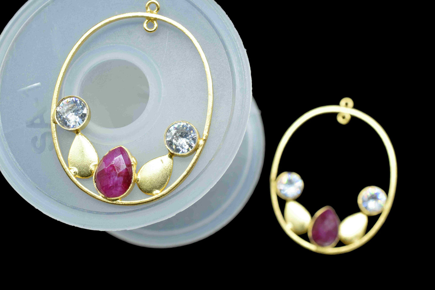 Multi Gemstone Ruby 7x10mm Teardrop Pendant,Finding Oval Shape Component Jewelry,Zircon Gemstone Round Shape Earring ,Handmade Necklace,Gift