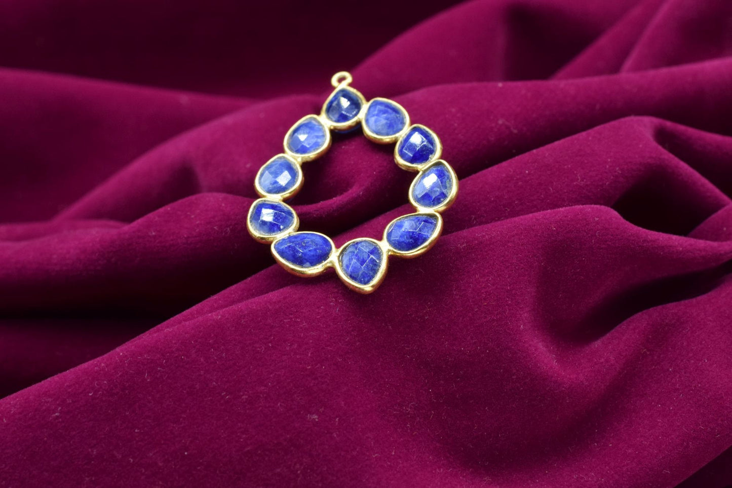 Blue SapphireEarring, Blue Sapphire Pendant,Blue Sapphire Bezelt  Bezel,Pendant Connector,Six Attached Bezel,Necklace Pendant