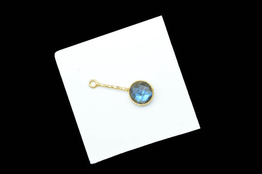 Labradorite Pendant/Gemstone Component/Single Bail Charm/Necklace Pendant/Round Shape Charm/Wholesale Supply/Gold Plated Jewellery/Gift