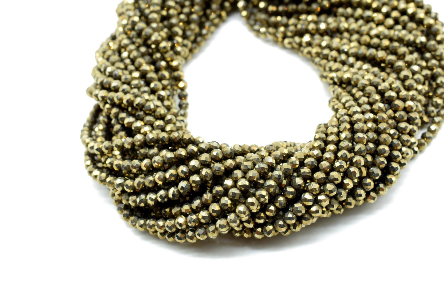 Pyrite Faceted Beads,Natural Gemstone Beads,Pyrite Stone Beads,3-3.50mm beads strand,Rondells Bead Strand,Semi Precious Bead,13"Full Strand