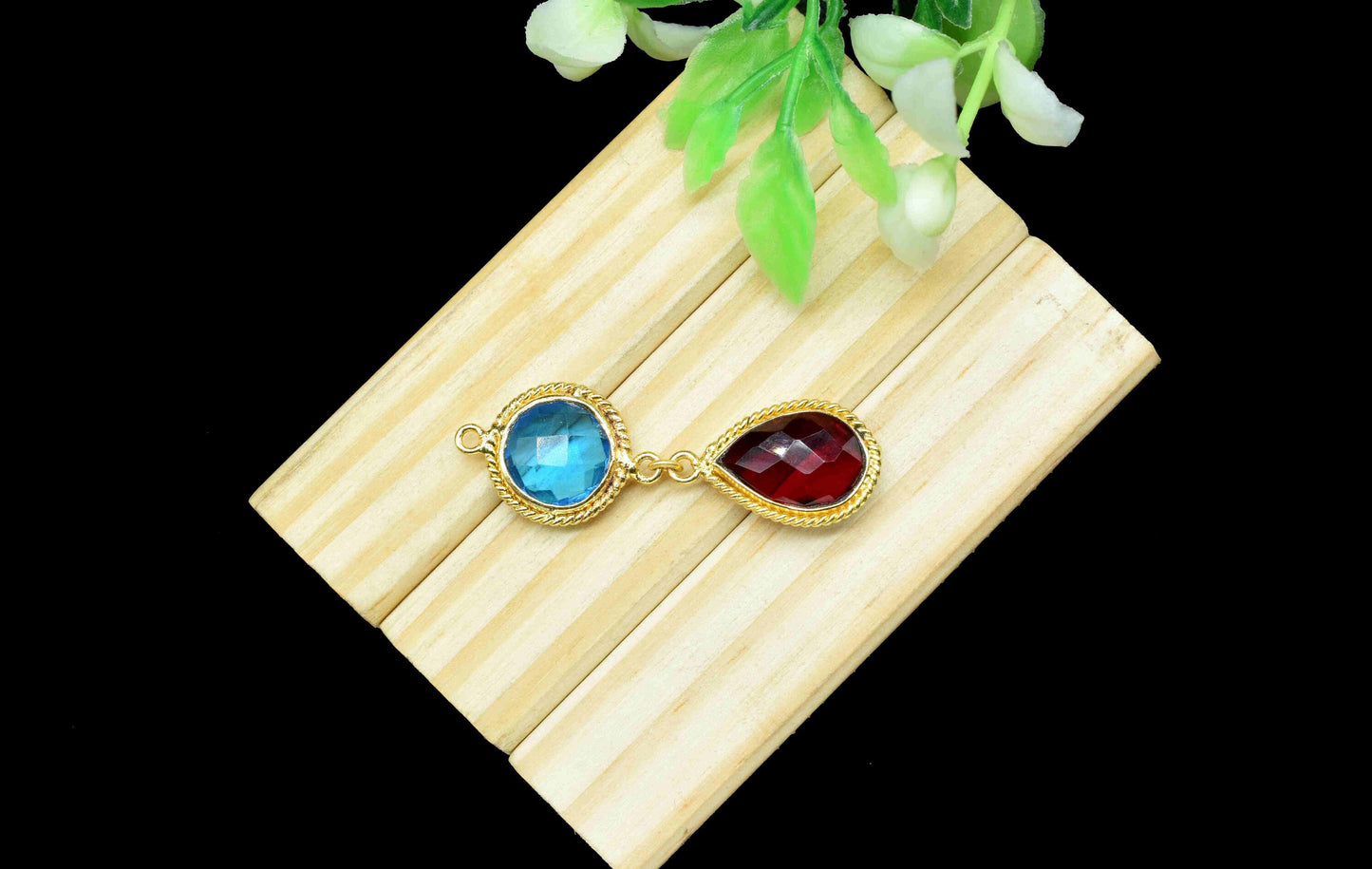 Garnet  Pendant Charms , Blue Topaz Dangle Earring Component , Multi Gemstone Dangle Earring , Component Jewelry , B'day Gift