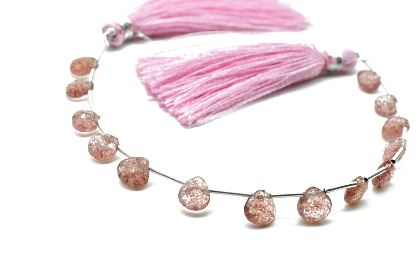 AAA Quality Strawberry Quartz Beads,Strawberry Quartz Briolettes,Faceted Pear Briolette,Beads Sparkly Full 6" Strand,,Wholesale briolettes,