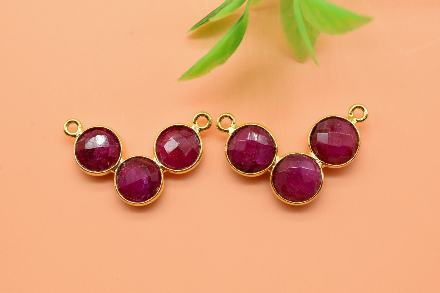 10mm Genuine Ruby Pendant,Gemstone jewelry Component,Double Bail Pendant,Ruby Earring ,Charm Pendant,Jewelry Making Supply,Gemstone Jewelry