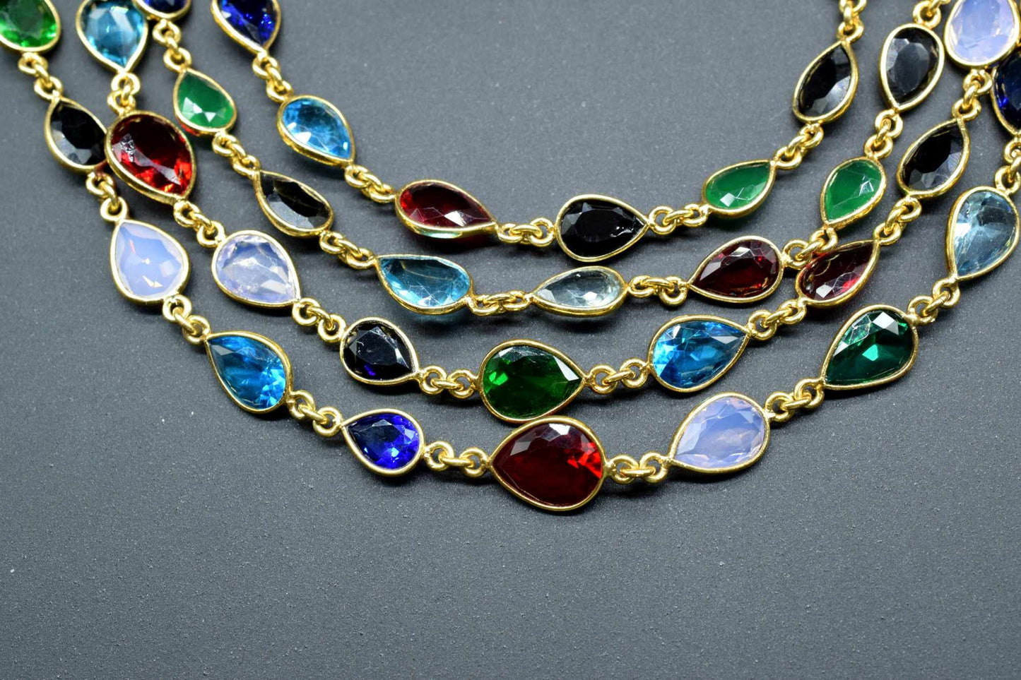 Multi Stone Faceted Bezel Link Connectors Chain, Gold Plated Chain,Pear Shape Bezel Chain,Hanging Bezel Link Chain Supply,bezel chains