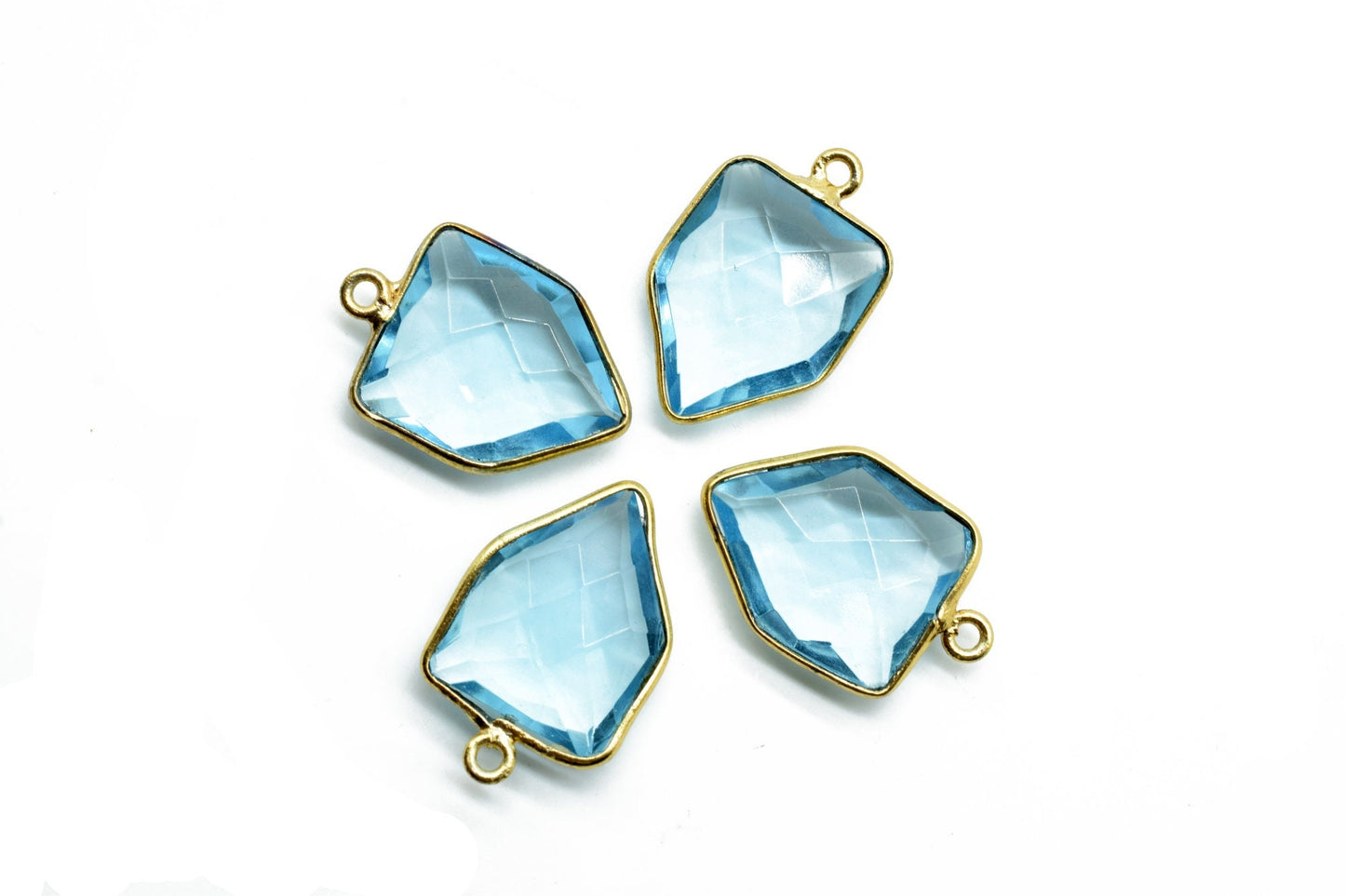 Sky Topaz 13x17mm Bezel charm,Sky Topaz fancy pendant,Sky Topaz Gold Plated bezel,jewelry making charms crafts,December Birthstone,Sky Topaz
