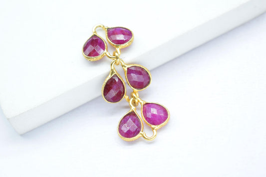Ruby Pendant Jewelry Charms/Gold Plated Pendant/Dangle Charms/Handmade Jewelry/Beass Connector/Wedding Jewerly/Women Jewelry/Gift