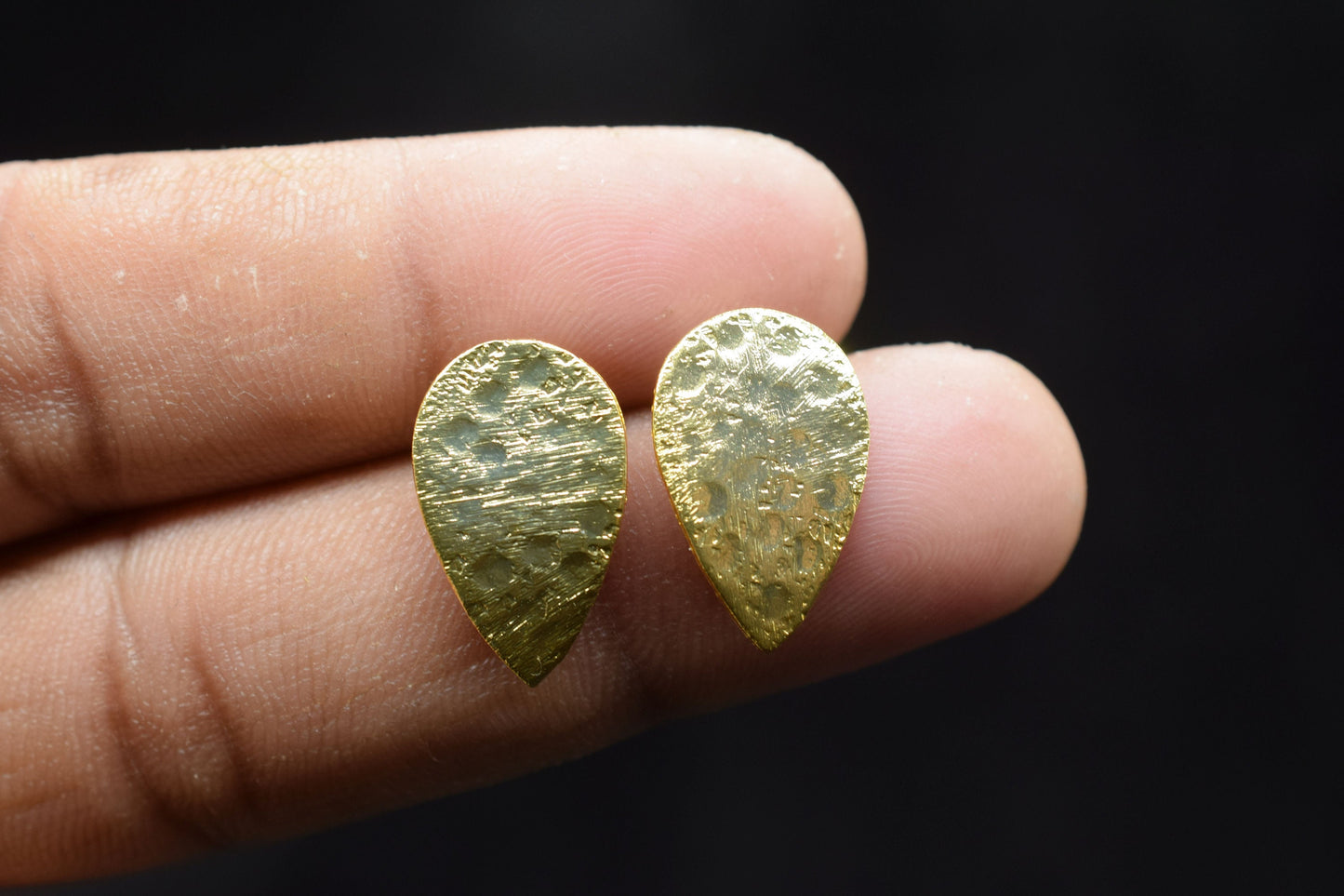Brass Hammered earring post connector,Teardrop Brass Earring connector,Gold Plated Brass Jewellery,Studs Post connector,Brass Earring,B'Gift