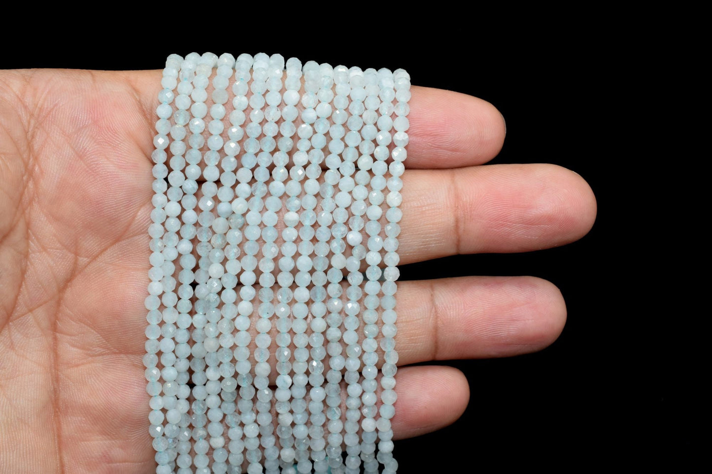 3mm Aquamarine Rondelle Beads,Milky Faceted beads,Necklace Jewelry Making,Crafts,AAA Quality Gemstone Beads,Loose Faceted beads,13'' strand