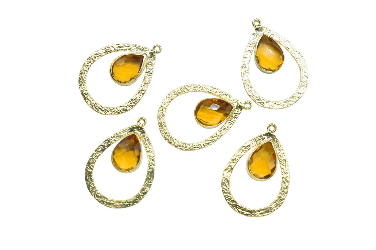 Citrine Gemstone Pendant/Pear Shape Pendant/Bezel Pendant/Jewelry making Stone/Gold Plated Jewelry/Citrine Connector Jewelry/Handmade/Gift