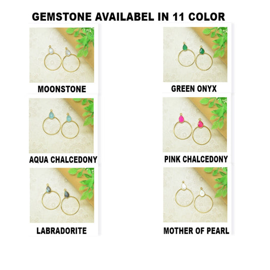 Gemstone Teardrop Earrings,Circle Handmade Pendants,Single bail Station Connector Jewelry,Earring Components,Findings Bezel Charms Pendants