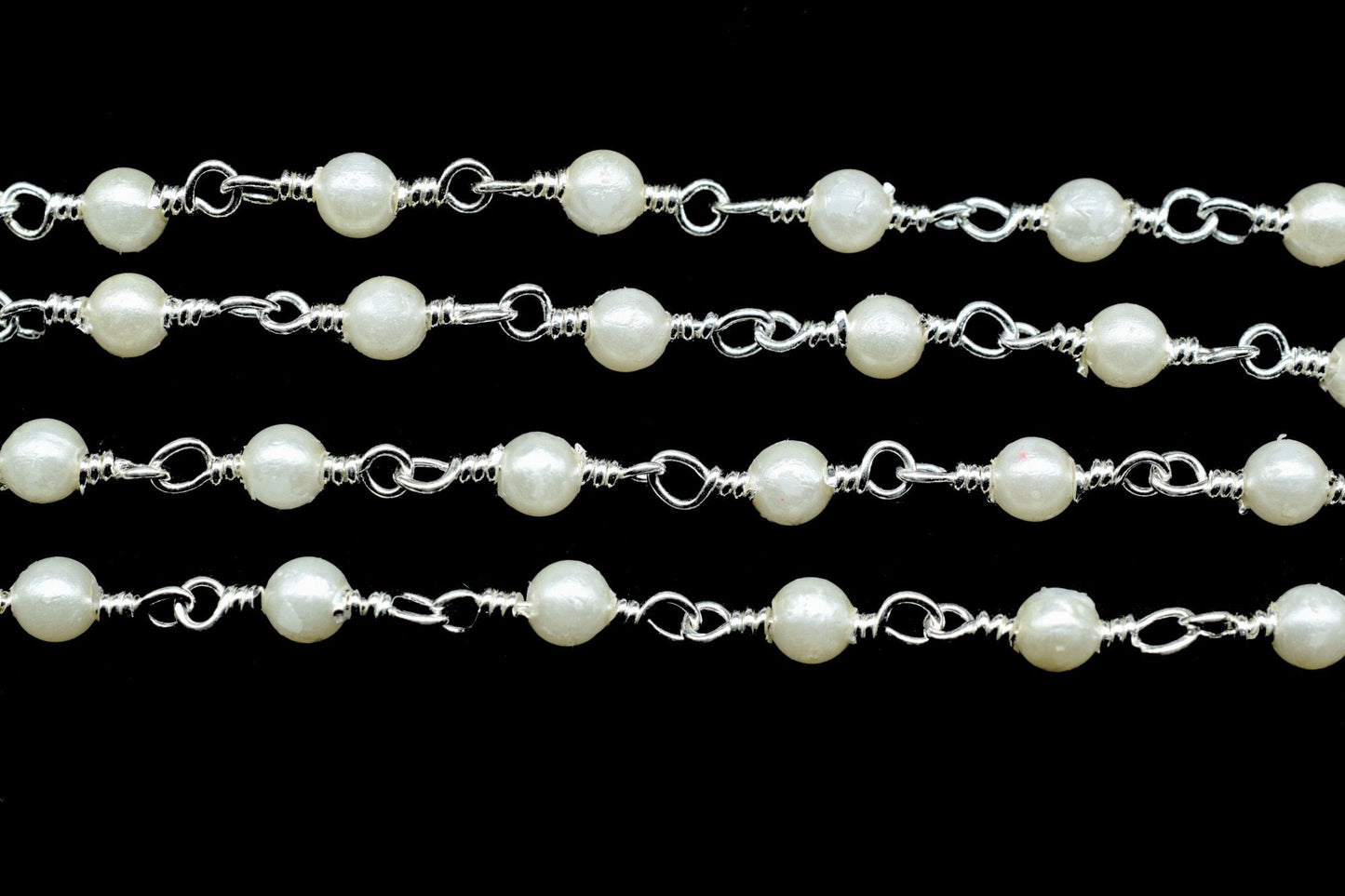 Natural Fresh Water Pearl Rosary Chain,Pearl Beads wire wrapped chain,Jewelry Making Chains,Pearl Wire Wrap Chain,3mm Pearl Beaded Chain,