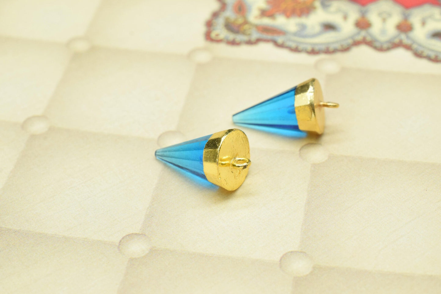 Blue Topaz Spike Point Pendant,Blue Topaz Jewelry Making Supply,Gemstone Single Bail Connector,Handmade Triangle Faceted Pointed Charms,Gift