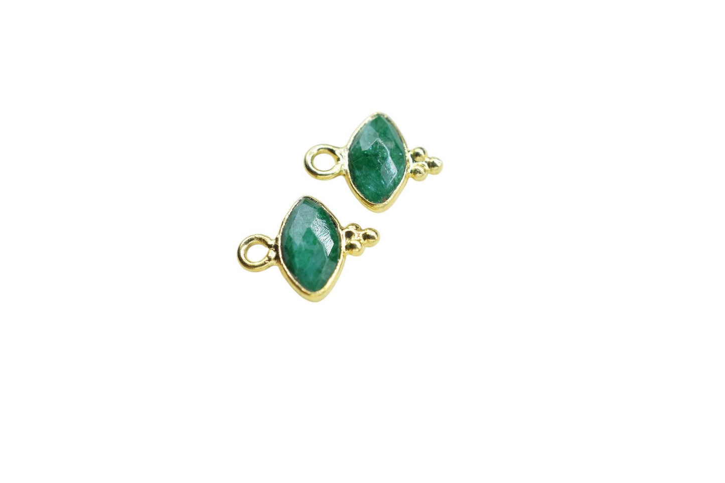 Natural Emerald Charms Pendant/Marquise Shape Pendant/Handmade Pendant/Tiny Pendant/Necklace Connector jewelry/Womne Jewelry/B'day Gift