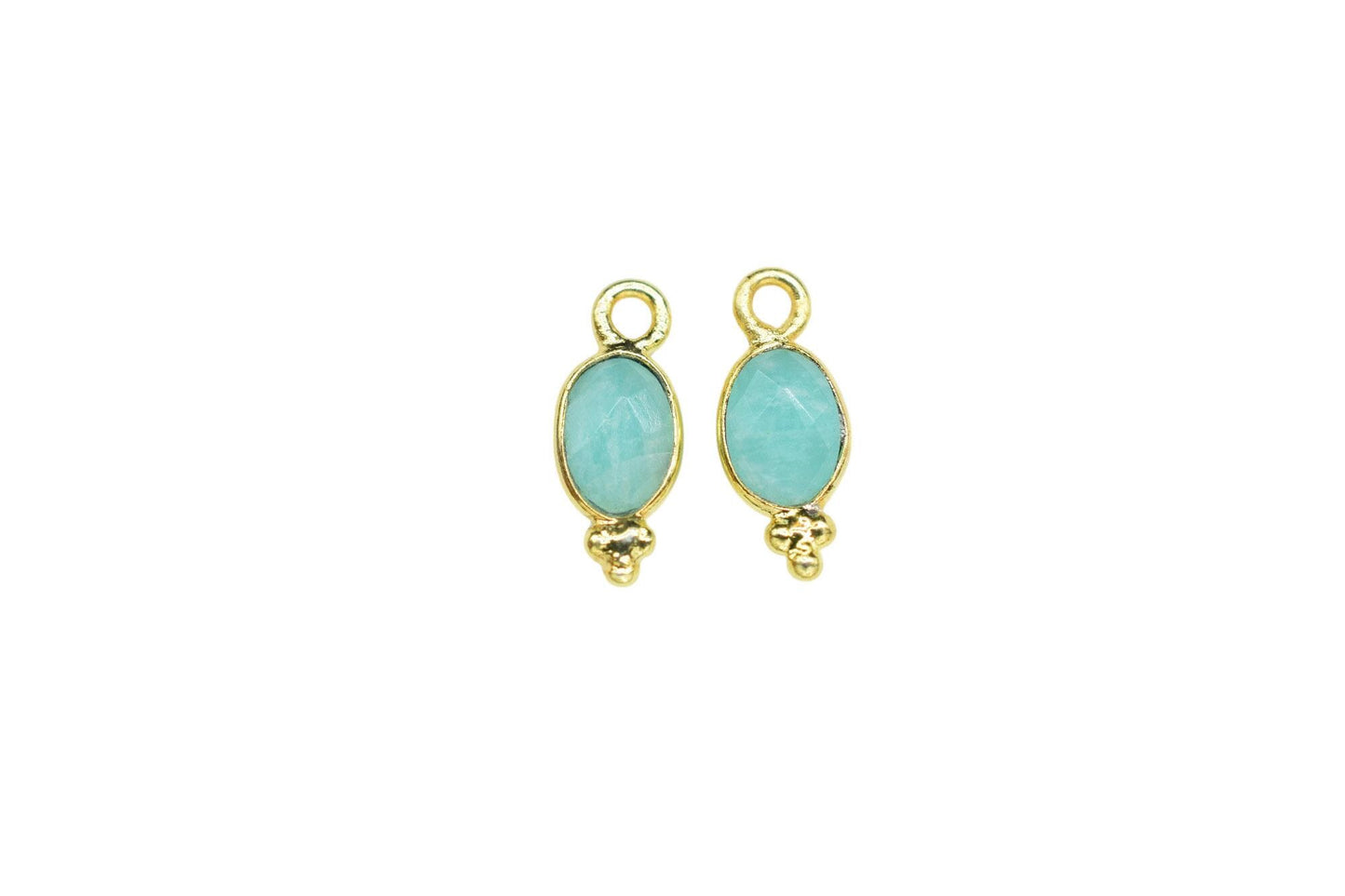 Amazonite Charms Connector/Handmade Jewelry/Gold Plated Connector/Tiny Pendant/Amazonite Pendant/Oval Shape Connector/Gemstone Charms/Gift