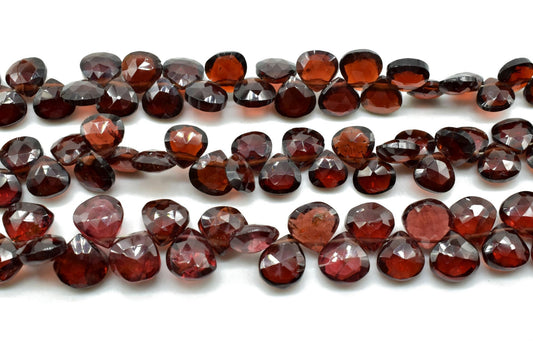 Mozambique Garnet 6mm heart shape faceted Briolette,Garnet beads,Garnet jewelry making beads,Garnet briolettes strand,Garnet 8 inch strand,