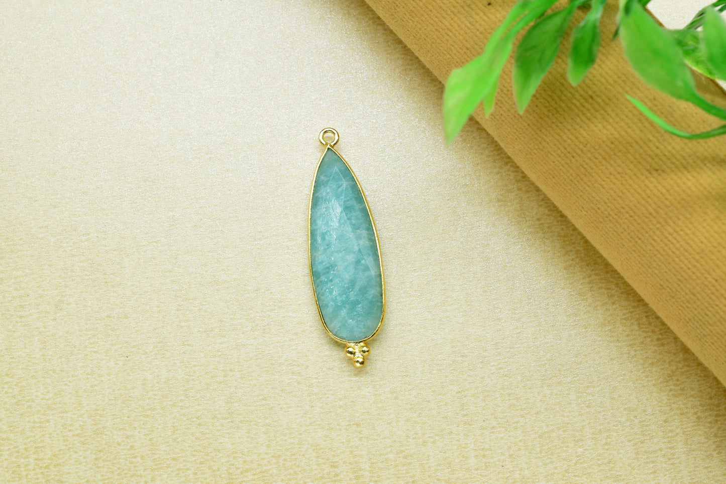 Amazonite 10x30mm Bezel charms,Amazonite Pendant,Station Bezel Link Supplies,Amazonite Jewelry making,Connector Pendant,Gemstone Teardrops